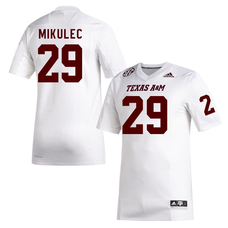Men #29 Joseph Mikulec Texas A&M Aggies College Football Jerseys Stitched Sale-White